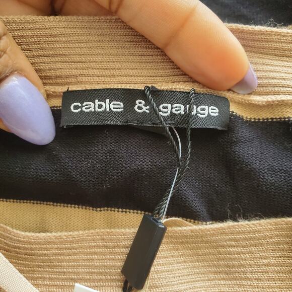 Cable & Gauge Striped Lightweight Sweater XL - Picture 5 of 8